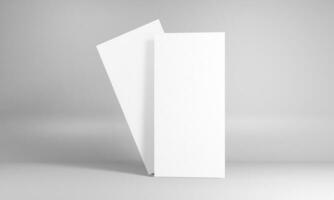 Blank portrait paper mock-up. brochure magazine, white changeable background paper isolated on gray good for your business mockup photo