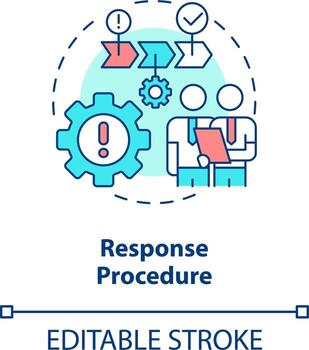 respuesta procedimiento concepto icono. comunicación. crisis administración plan componente resumen idea Delgado línea ilustración. aislado contorno dibujo. editable carrera vector