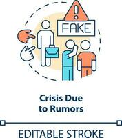 Crisis due to rumors concept icon. Reputation damage. Type of crisis abstract idea thin line illustration. Isolated outline drawing. Editable stroke vector