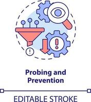 Probing and prevention concept icon. Model for crisis management steps abstract idea thin line illustration. Isolated outline drawing. Editable stroke vector