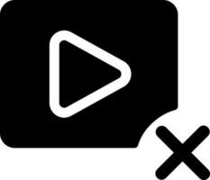 Delete video black glyph ui icon. Cancel playing. Simple filled line element. User interface design. Silhouette symbol on white space. Solid pictogram for web, mobile. Isolated vector illustration