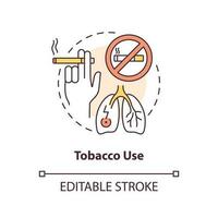 Tobacco use concept icon. Unhealthy habit. Chronic disease risk factor abstract idea thin line illustration. Isolated outline drawing. Editable stroke vector