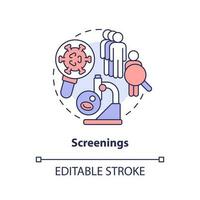 Screenings concept icon. Detect disease preclinical phase. Chronic disease management abstract idea thin line illustration. Isolated outline drawing. Editable stroke vector