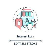 Interest loss concept icon. Discouraged patient. Chronic care management challenge abstract idea thin line illustration. Isolated outline drawing. Editable stroke vector