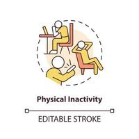 Physical inactivity concept icon. Sedentary behavior. Chronic disease risk factor abstract idea thin line illustration. Isolated outline drawing. Editable stroke vector