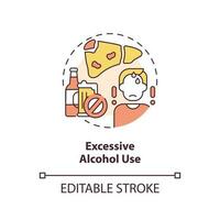 Excessive alcohol use concept icon. Unhealthy lifestyle. Chronic disease risk factor abstract idea thin line illustration. Isolated outline drawing. Editable stroke vector