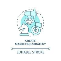 Create marketing strategy turquoise concept icon. Begin affiliate program abstract idea thin line illustration. Isolated outline drawing. Editable stroke vector