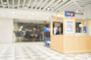 Abstract blur background of retail business shop, store. Defocused bokeh of Interior inside mall market building, indoor department office. photo