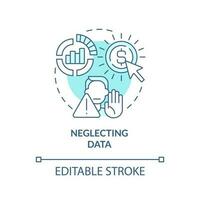 Neglecting data turquoise concept icon. Affiliate marketer mistake abstract idea thin line illustration. Isolated outline drawing. Editable stroke vector