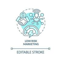 Low risk marketing turquoise concept icon. Affiliate marketer benefit abstract idea thin line illustration. Isolated outline drawing. Editable stroke vector