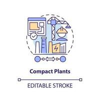 Compact plants concept icon. Relatively small station. Geothermal energy advantage abstract idea thin line illustration. Isolated outline drawing. Editable stroke vector