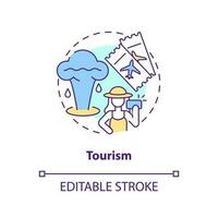 Tourism concept icon. Geyser. Tourist attraction. Usage of geothermal energy abstract idea thin line illustration. Isolated outline drawing. Editable stroke vector