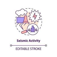 Seismic activity concept icon. Minor earthquakes. Geothermal energy disadvantage abstract idea thin line illustration. Isolated outline drawing. Editable stroke vector