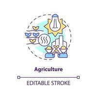 Agriculture concept icon. Warming system for plants. Usage of geothermal energy abstract idea thin line illustration. Isolated outline drawing. Editable stroke vector