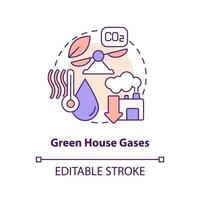Green house gases concept icon. Plant emissions. Geothermal energy disadvantage abstract idea thin line illustration. Isolated outline drawing. Editable stroke vector