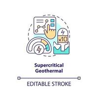 Supercritical geothermal concept icon. Ten times more power. Geothermal energy trend abstract idea thin line illustration. Isolated outline drawing. Editable stroke vector