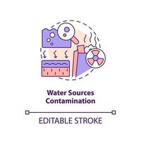 Water sources contamination concept icon. Geothermal energy disadvantage abstract idea thin line illustration. Isolated outline drawing. Editable stroke vector