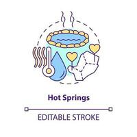 Hot springs concept icon. Improving human health. Usage of geothermal energy abstract idea thin line illustration. Isolated outline drawing. Editable stroke vector