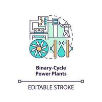 Binary-cycle power plants concept icon. Heat exchanger. Geothermal power station abstract idea thin line illustration. Isolated outline drawing. Editable stroke vector