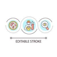 Lab testing of food loop concept icon. Analysing nutritious products. Hazards seeking abstract idea thin line illustration. Isolated outline drawing. Editable stroke vector