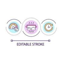 Thermal processing of food loop concept icon. Prevent biological contamination. Health products abstract idea thin line illustration. Isolated outline drawing. Editable stroke vector