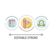 Verification of food quality loop concept icon. Products checkup process. Safe nutrition certification abstract idea thin line illustration. Isolated outline drawing. Editable stroke vector