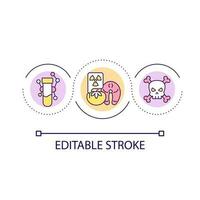 químico comida contaminación lazo concepto icono. peligroso materiales en productos peligro resumen idea Delgado línea ilustración. aislado contorno dibujo. editable carrera vector