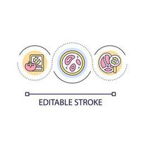 Microbiological contamination of food loop concept icon. Prevent products hazard. Risks control abstract idea thin line illustration. Isolated outline drawing. Editable stroke vector