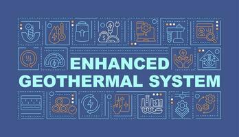 Enhanced geothermal system word concepts dark blue banner. Infographics with editable icons on color background. Isolated typography. Vector illustration with text