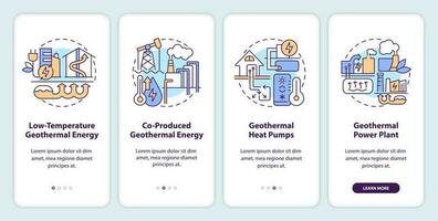 tipos de geotermia energía inducción móvil aplicación pantalla. recorrido 5 5 pasos editable gráfico instrucciones con lineal conceptos. ui, ux, gui modelo vector