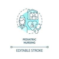 Pediatric nursing blue concept icon. Medical assistance. Home health care for kids abstract idea thin line illustration. Isolated outline drawing. Editable stroke vector