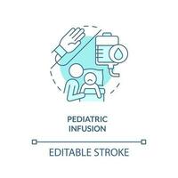 Pediatric infusion blue concept icon. Intravenous injection. Home health care for kid abstract idea thin line illustration. Isolated outline drawing. Editable stroke vector