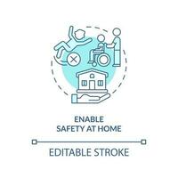 Enable safety at home blue concept icon. Personal care and companionship service abstract idea thin line illustration. Isolated outline drawing. Editable stroke vector
