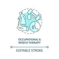 Occupational and speech therapy blue concept icon. Home health care service abstract idea thin line illustration. Isolated outline drawing. Editable stroke vector