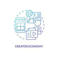 Creator economy blue gradient concept icon. Business digitization process. Layer of metaverse abstract idea thin line illustration. Isolated outline drawing vector