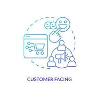 Customer facing blue gradient concept icon. Audience engagement channel. Metaverse category abstract idea thin line illustration. Isolated outline drawing vector