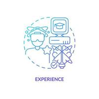 Experience blue gradient concept icon. Explore items and events in virtual reality. Layer of metaverse abstract idea thin line illustration. Isolated outline drawing vector