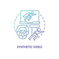 Synthetic video blue gradient concept icon. Computer generated footage. Digital media type abstract idea thin line illustration. Isolated outline drawing vector