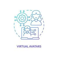 Virtual avatars blue gradient concept icon. Realistic models. Synthetic data solution for metaverse abstract idea thin line illustration. Isolated outline drawing vector