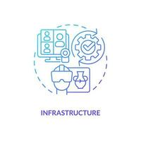 Infrastructure blue gradient concept icon. Connecting to network via gadgets. Layer of metaverse abstract idea thin line illustration. Isolated outline drawing vector