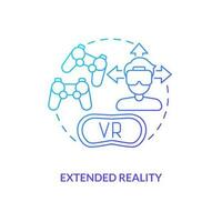 Extended reality blue gradient concept icon. Spatial computing integration. Metaverse technology abstract idea thin line illustration. Isolated outline drawing vector