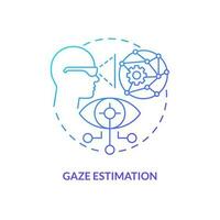 Gaze estimation blue gradient concept icon. Machine learning. Synthetic data solution for metaverse abstract idea thin line illustration. Isolated outline drawing vector