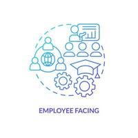 Employee facing blue gradient concept icon. Alternative space for communication. Metaverse category abstract idea thin line illustration. Isolated outline drawing vector