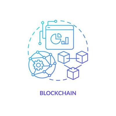 Blockchain blue gradient concept icon. Cryptocurrency exchange network. Metaverse technology abstract idea thin line illustration. Isolated outline drawing