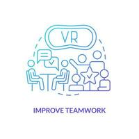 Improve teamwork blue gradient concept icon. Improve interaction. Metaverse importance for business abstract idea thin line illustration. Isolated outline drawing vector