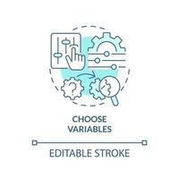 escoger variables turquesa concepto icono. prueba negocio. conducta causal investigación resumen idea Delgado línea ilustración. aislado contorno dibujo. editable carrera vector