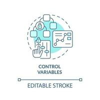 Control variables turquoise concept icon. Causal research changeable and principles abstract idea thin line illustration. Isolated outline drawing. Editable stroke vector