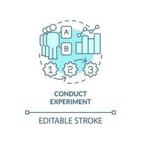 Conduct experiment turquoise concept icon. Causal research strategy abstract idea thin line illustration. Isolated outline drawing. Editable stroke vector