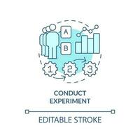 Conduct experiment turquoise concept icon. Causal research strategy abstract idea thin line illustration. Isolated outline drawing. Editable stroke vector