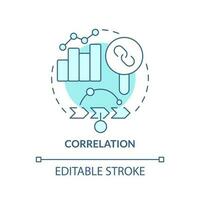 Correlation turquoise concept icon. Causal research variables and principles abstract idea thin line illustration. Isolated outline drawing. Editable stroke vector